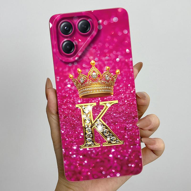 Чехол для телефона Tecno Pova 7 Neo Корона Первоначальные буквы Жидкий силикон Пылезащитный Полная защита Для Tecno Pova 7Neo Funda Coques