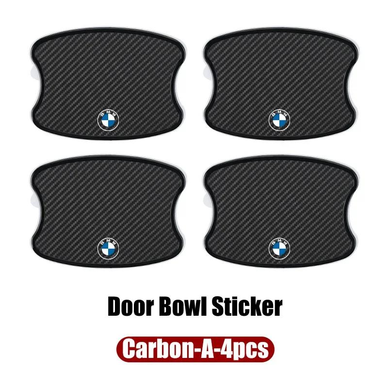 New 4PCS Car Door Handle Bowl Scratch Protector Carbon Fiber Stickers Anti Collision For BMW E46 E90 E60 F30 F10 E39 E36 F2