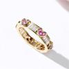 Trendy Heart Pink Cubic Zircon Promise Rings for Women Luxury Gold Color Wedding Accessories Statement Girl Jewelry