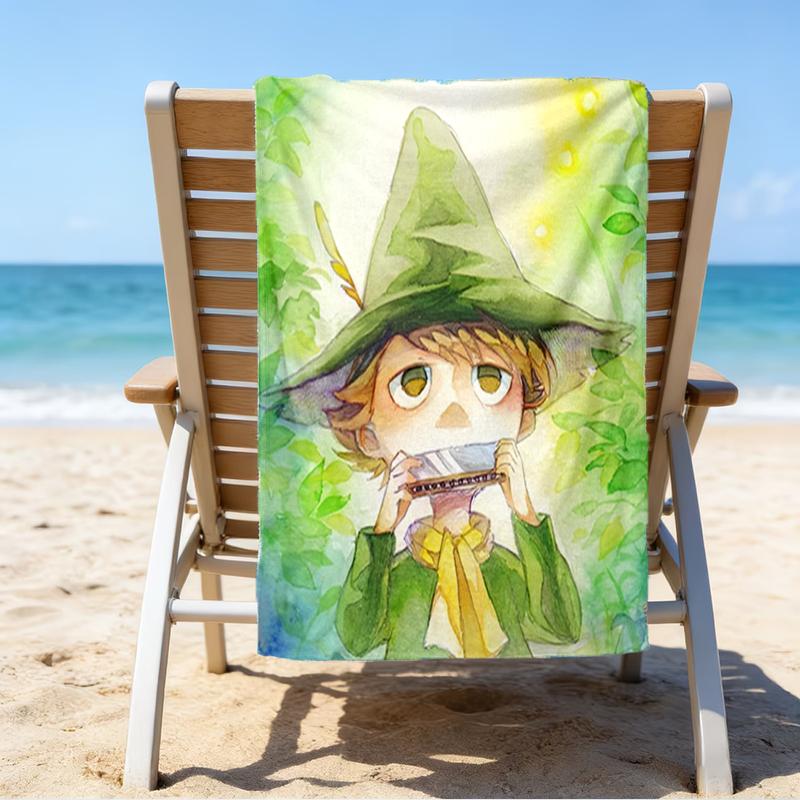 Ultra-Soft Beach Towel with Snufkin Theme,Ideal for Pool - Camping, Diving - Perfect Travel Essential, Vibrant Beach Towel.