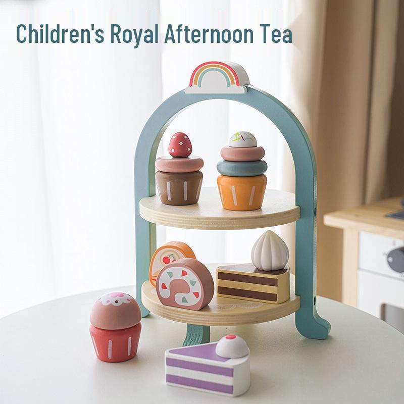 Children's Royal Tea Party Playset: Interactive Double-Layer Cake Stand & Educational Toy