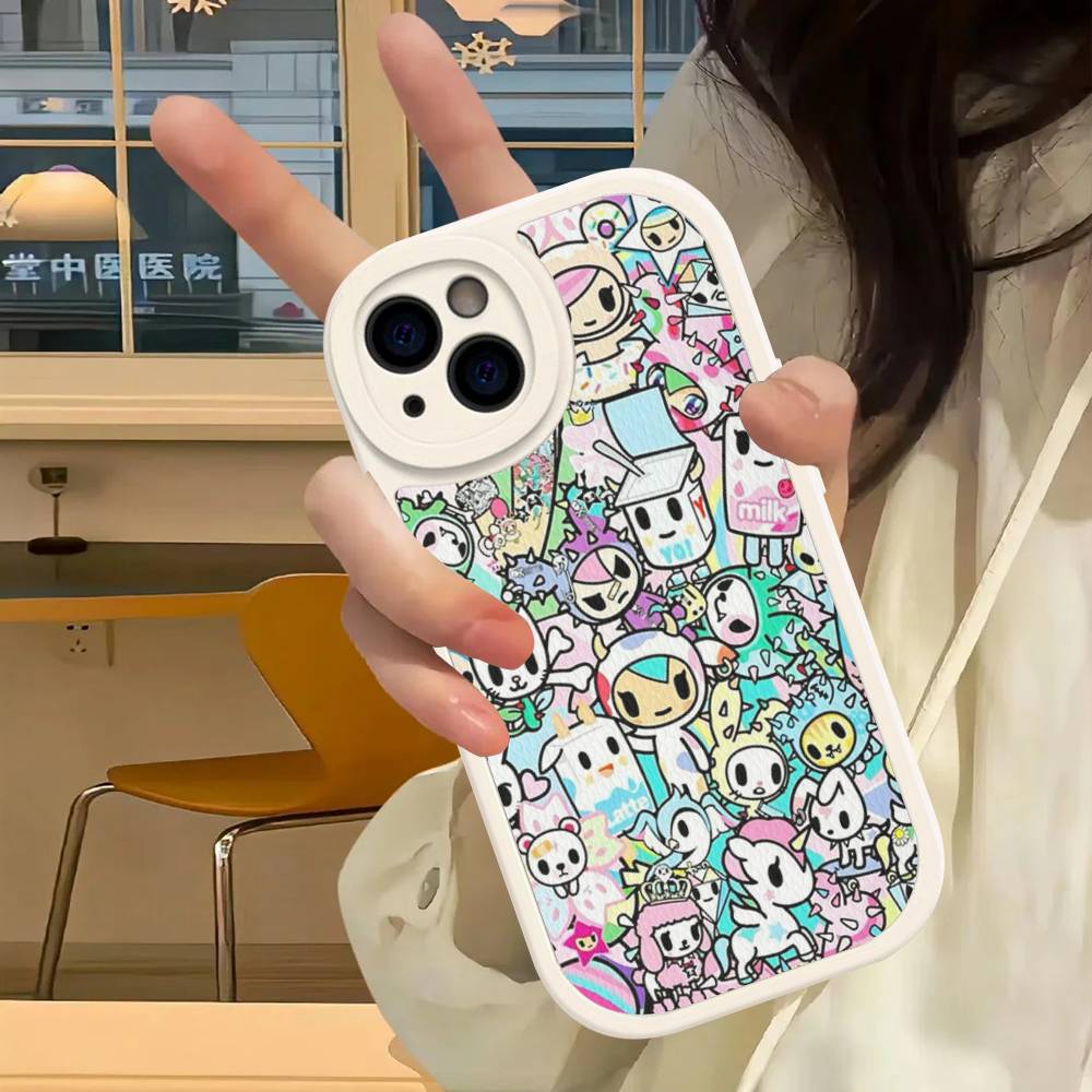 Japan T-Tokidokis Phone Case For iPhone 16 15 14 13 12 11 Pro Max Plus Soft Leather Cover