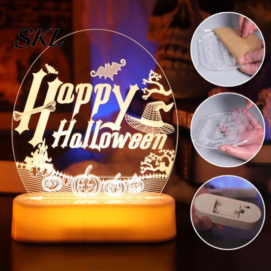 Easy Assemble Acrylic Night Lights Halloween Decoration Lights, Decorative LED Light, Skull/Pumpkin Table Creative Gifts for Lamp Home Party