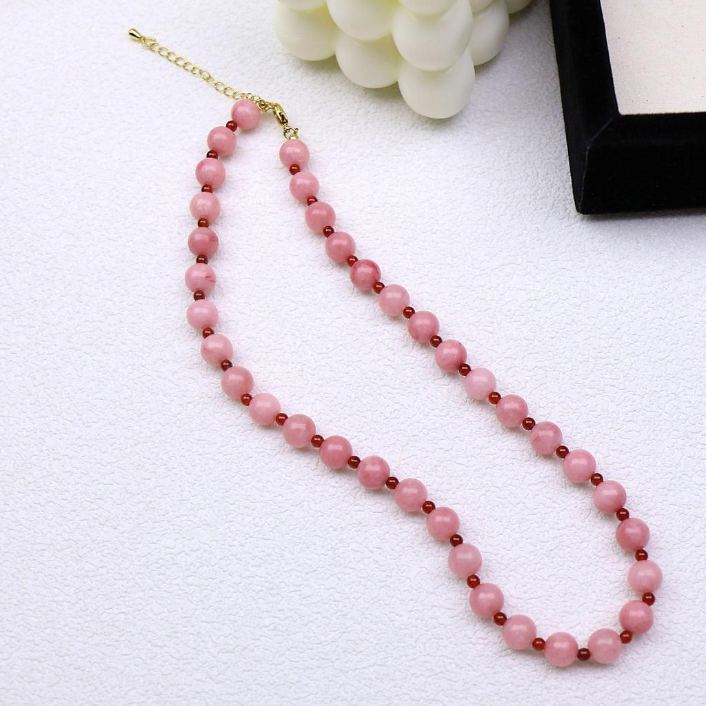 Женское дофаминовое ожерелье из бусин с родохрозитом и красным агатом из меди с золотым покрытием для моды и элегантности