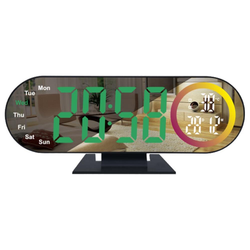 Voice Control Digital Alarm Clock 12/24H Format LED Electronic Clock LED Mirror Clock  Office Decor