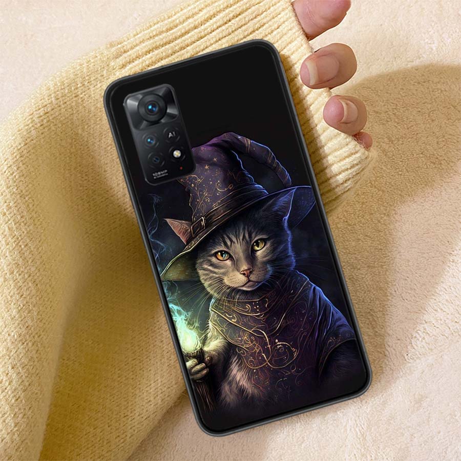 Halloween Magic Cat Phone Case For Redmi Note 13 14 15 Pro Plus 12 13C 12C 15C 9 10 10C 9T 9C 9A TPU Soft Cover Clear Cell Cases
