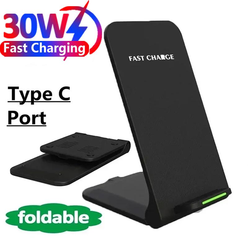 30 Вт беспроводная зарядная подставка-подставка для iPhone 15 14 13 12 11 Pro X XS Max XR 8 Samsung Xiaomi индукционная док-станция для быстрой зарядки