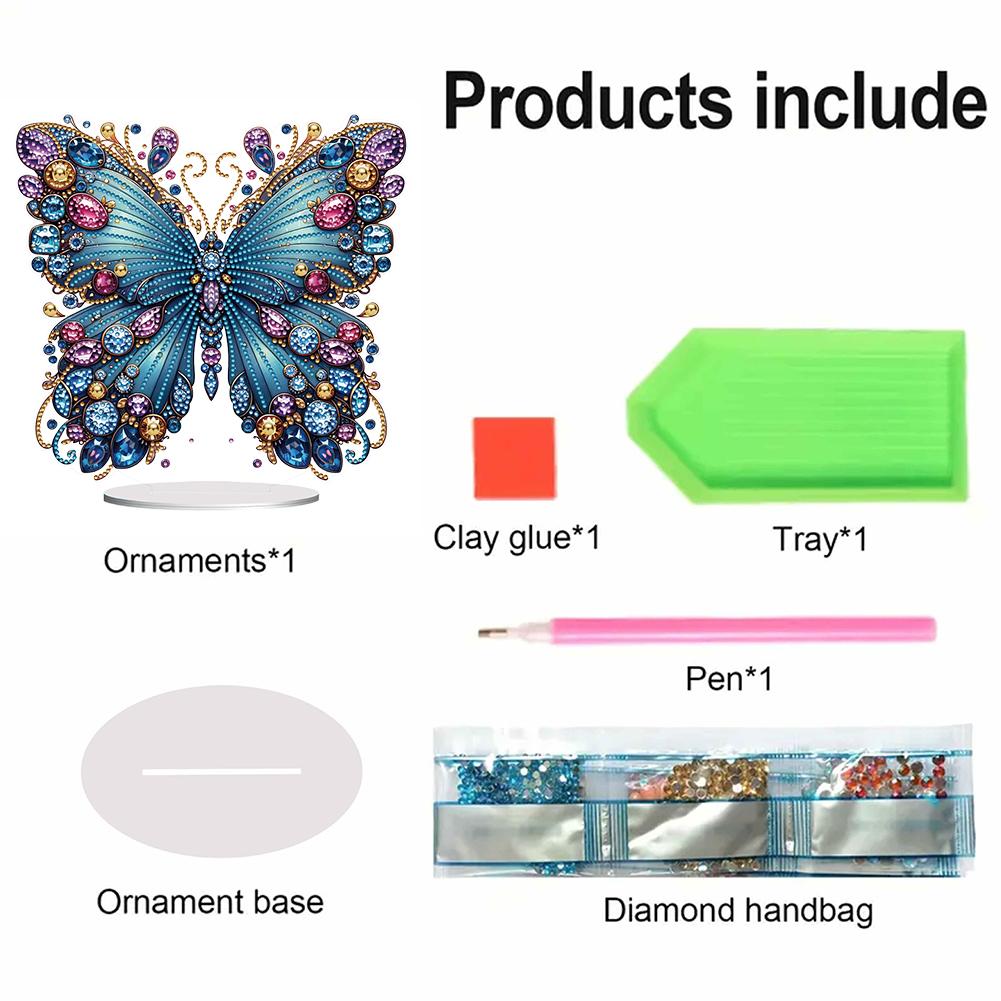Butterfly 5D DIY Diamond Art Tabletop Decorations Acrylic Diamond Painting Desktop Ornaments Kit Animal Bedroom Table Decoration