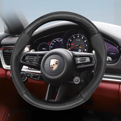 Подходит для Porsche Рулевое колесо с перфорированной кожей и текстурой матового карбона Cayenne Macan 911 Panamera 718 Taycan