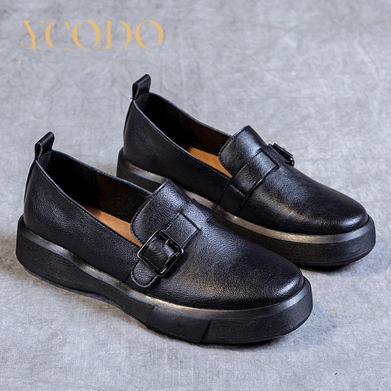 Женщины и девушки-студенты, лето, весна, осень, повседневные лоферы из натуральной кожи без шнуровки