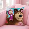 Cartoon Lovely Casual MMasha And The Bears Cushion Cover Linen Pillowcase Cover Soft Decor for Sofa Home Room