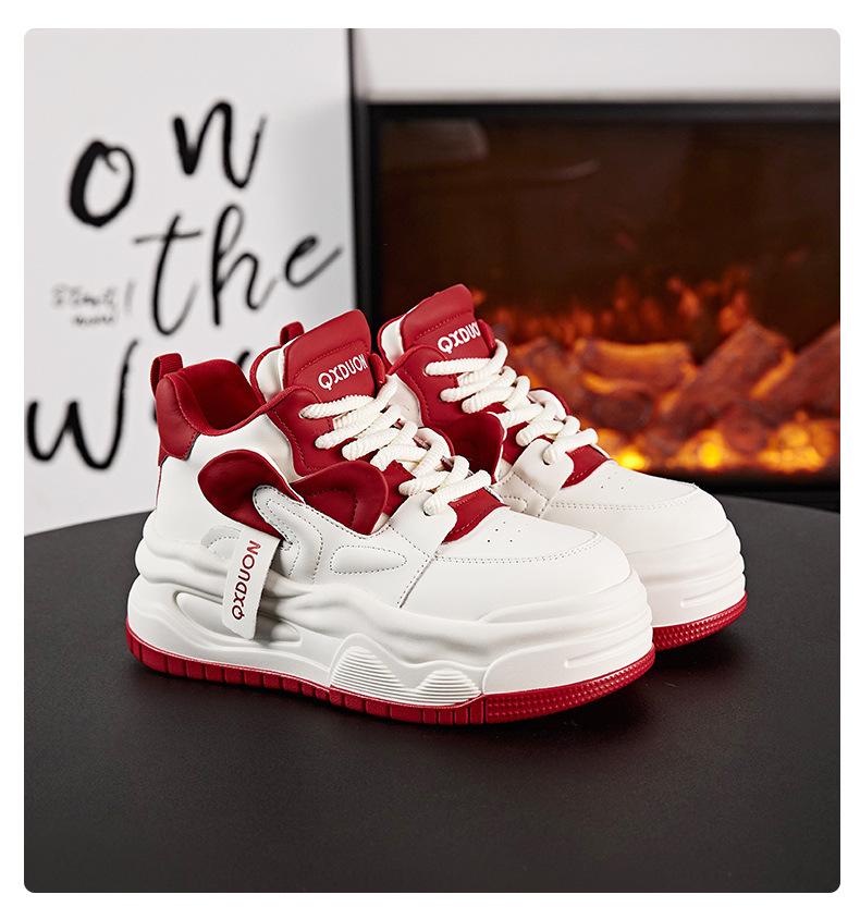 Мода 2024 года, весенняя мода, новые универсальные повседневные белые туфли с внутренней отделкой, спортивная обувь на толстой подошве, женские кроссовки