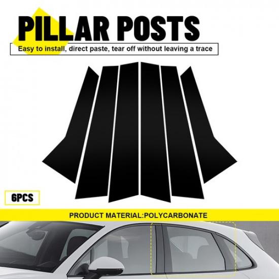 6PC Door Trim Pillar Posts Gloss Black Cover For Porsche Macan 2014 2015 16-
