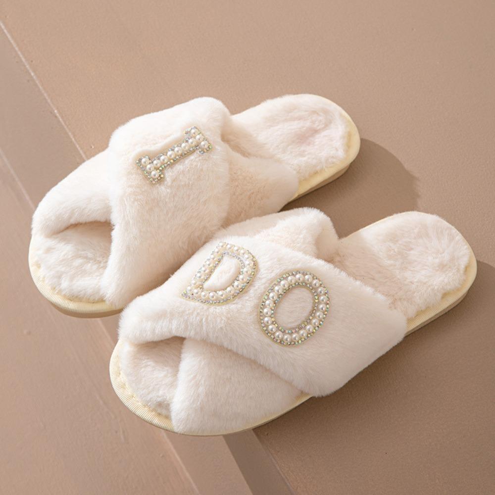 Plush Slippers for Women's Indoor Leisure Cross Plush Slippers Cotton Home Slippers Women Shoes Chanclas Mujer