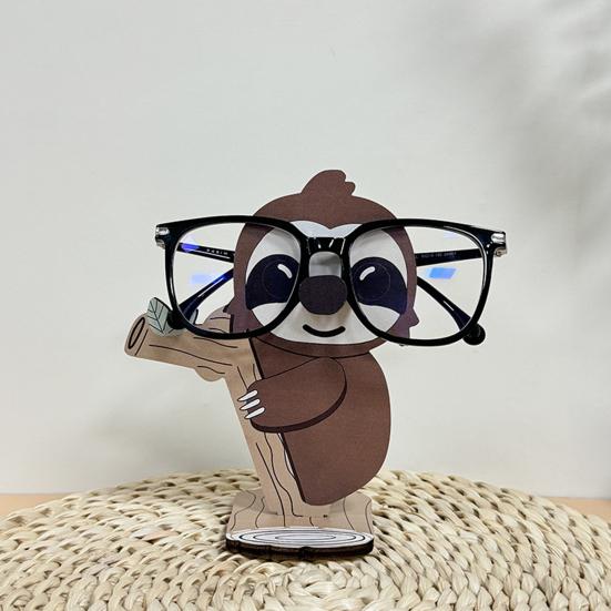 Wooden Glasses Holder Animal Shaped Eyeglass Stand Tabletop Standing Sunglasses Holder for Home Office Desk Decor
