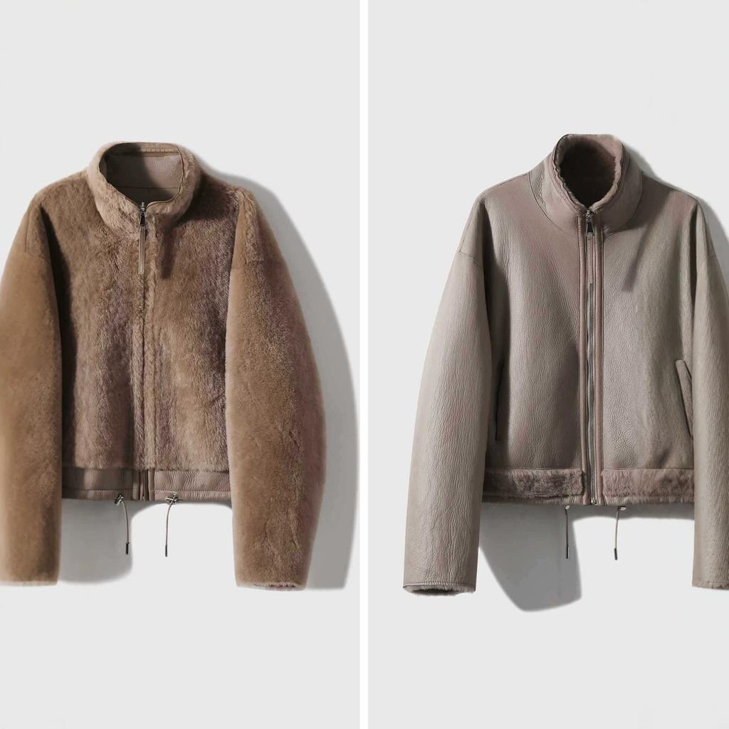 Winter new Barn wind protection fur integrated stand-up collar sheepskin fur two wear environmentally friendly fur jacket women's new