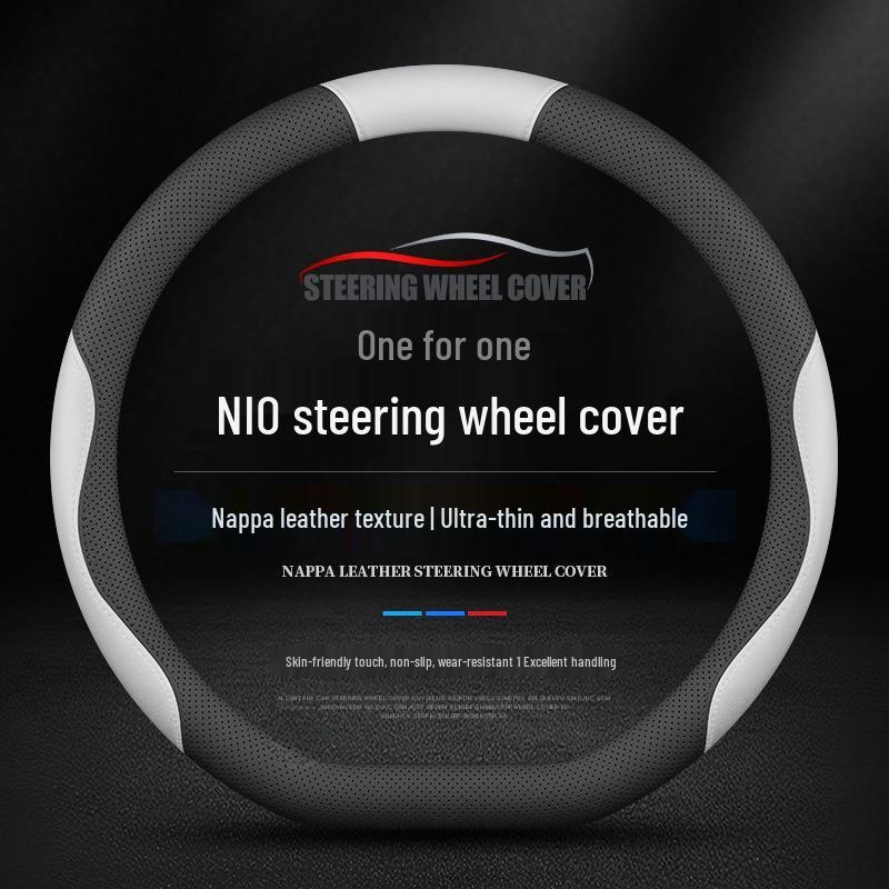 Genuine Leather Steering Wheel Cover for Nio Models: ES6, EC6, ES8, EC7, ET5T, ET9, ES7, ET5.