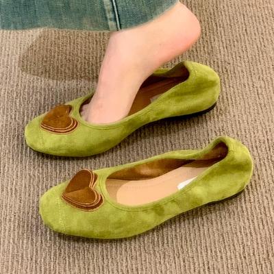 Мода Мода Украшение в форме сердца Туфли Мэри Джейн Женские Ретро Искусственная замша Балетки Удобная Мягкая подошва Неглубокие Дизайнерские туфли