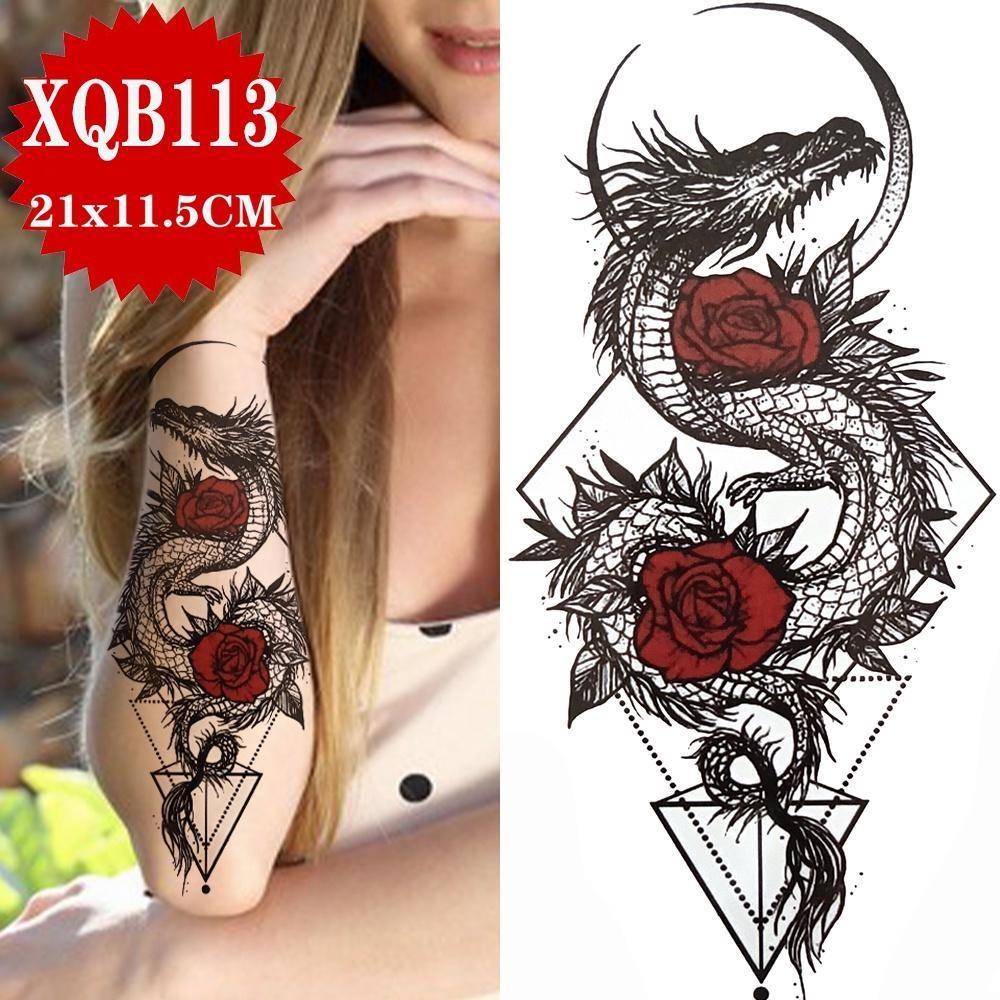 1PCS Sexy Flower Waterproof Temporary Tattoo Sticker Chest Rose Glitter Tattoo Body Art Arm Fake Flower Tattoo Woman