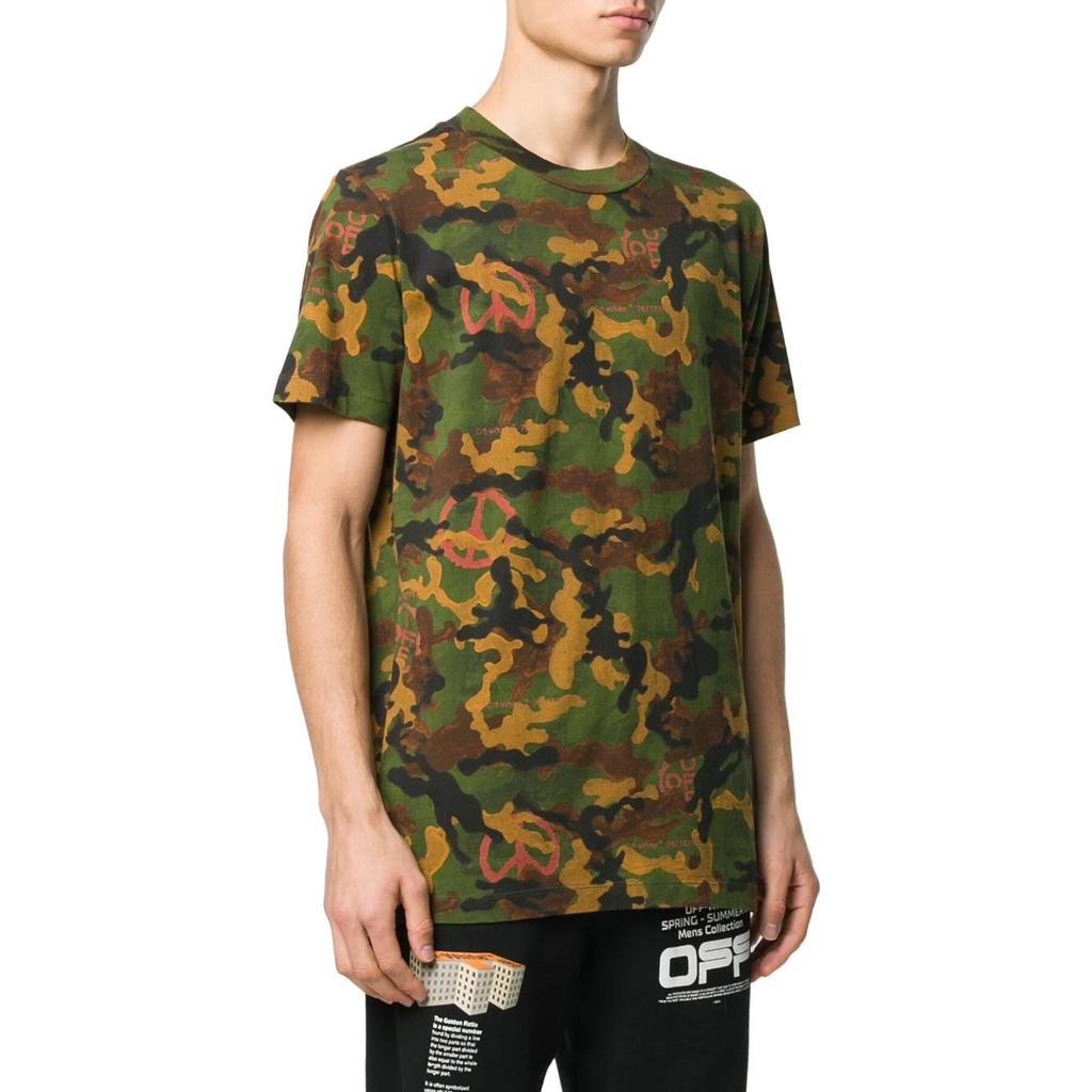 OFF WHITE Мужские футболки Камуфляж Круглый вырез Умеренный прямой крой OMAA027R201850169910