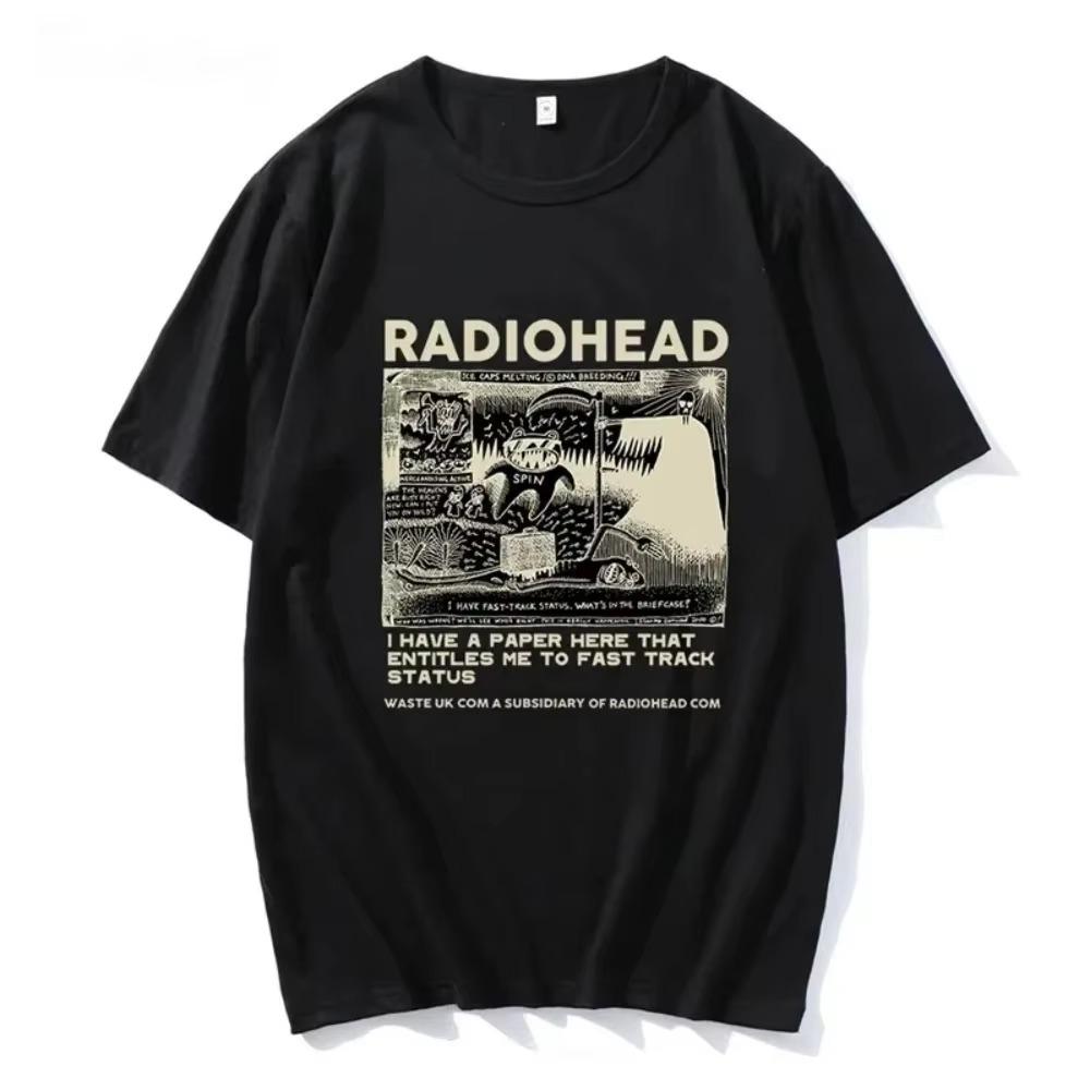 Футболка с принтом Radiohead для мужчин и женщин, трендовая футболка в стиле хип-хоп и рок, свободная футболка с коротким рукавом, летние хлопковые футболки 2024 года, одежда, топы