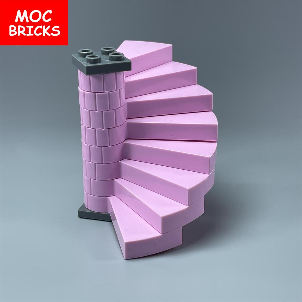 Набор MOC Кирпичи Город Замок Лестница Винтовая Ступенька 40243 Опора 1x1x5 40244 Собираемые Частицы Строительные Блоки