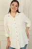 Рубашка больших размеров из жатого хлопка со складками на рукавах