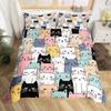 Cat Duvet Cover Cute Kitten Pet Bedding Set Full Queen For Boys Girls Lovely Funny Cats Animal Comforter Cover With 2 Pillowcase