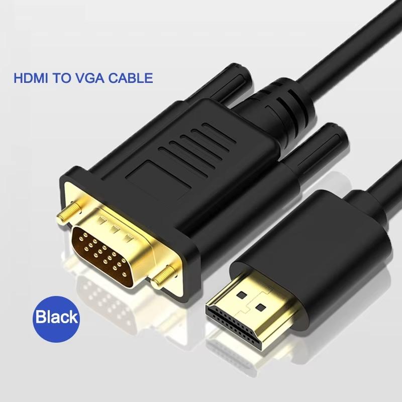 Кабель, совместимый с HDMI на VGA, штекерный, 1080P 60 Гц, HD-совместимый, адаптер VGA, цифровой к аналоговому для компьютера, ноутбука, 1,8 м