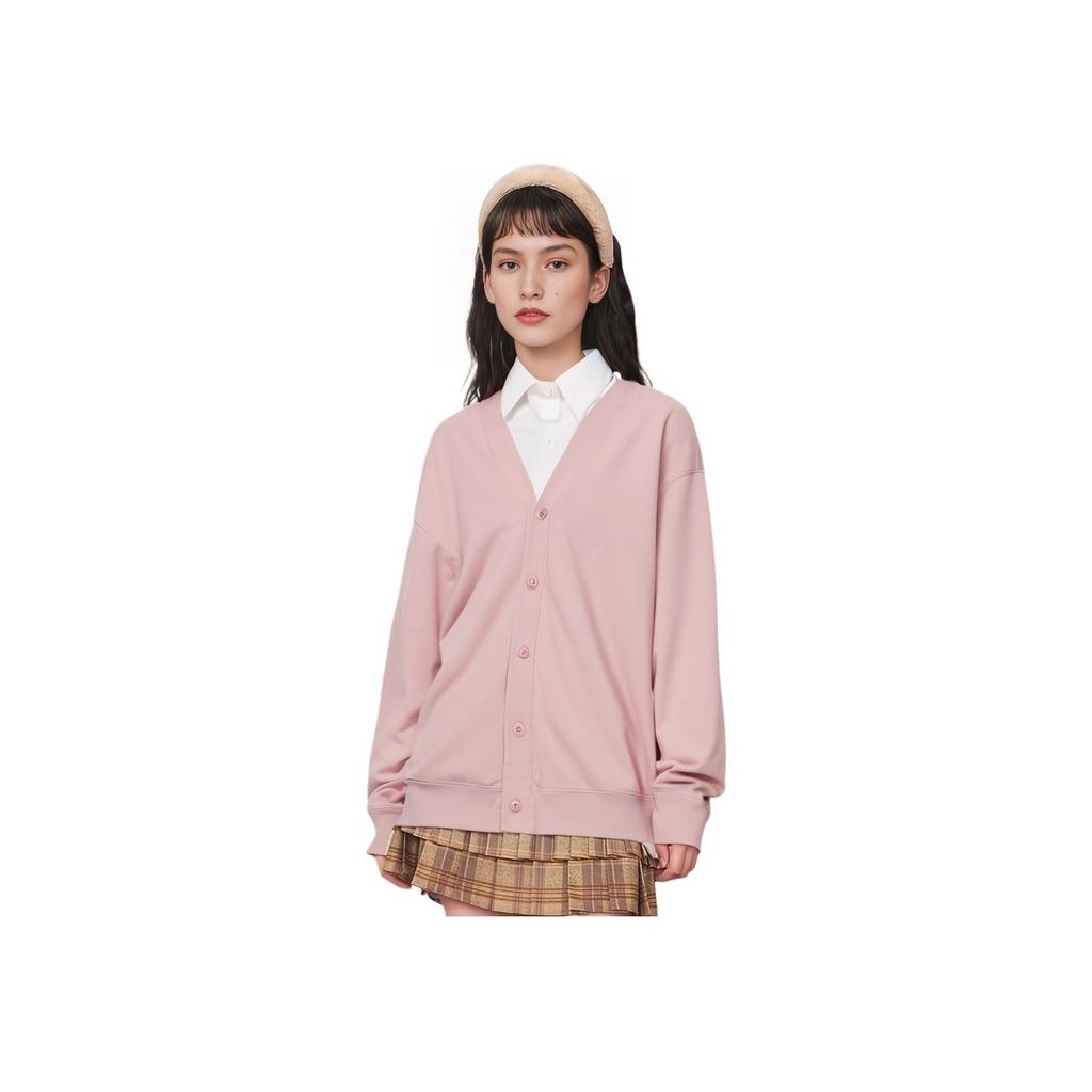 Uniqlo Свободный повседневный кардиган-свитер с длинным рукавом для пары, унисекс, розовый 462199-11