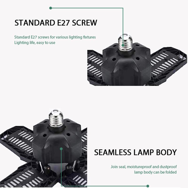 Вентилятор высокой мощности с 4 лопастями для внутреннего использования, 80 Вт, 110–240 В, черный алюминий с пластиковым покрытием, складные светодиодные лопасти вентилятора