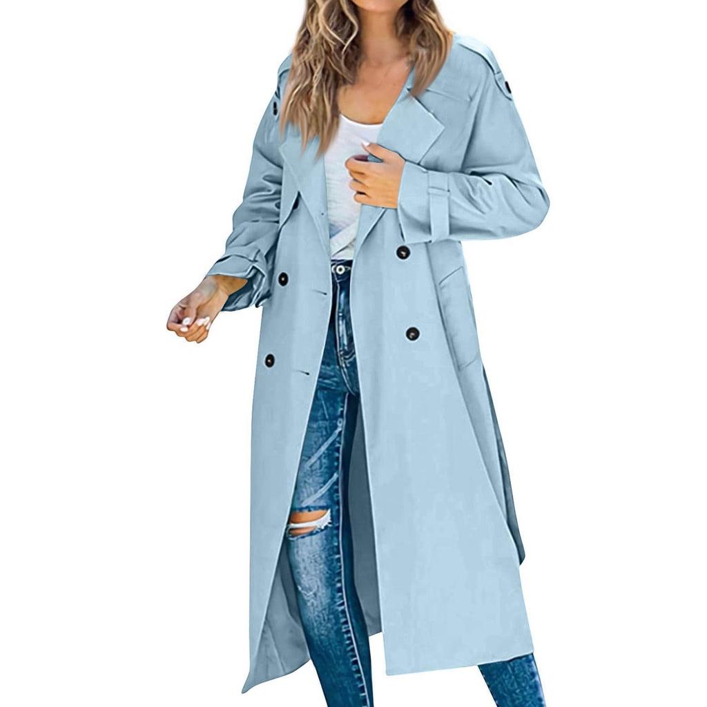 Women's Autumn And Winter Casual Temperament Solid Color Trench Coat In The Long Jacket