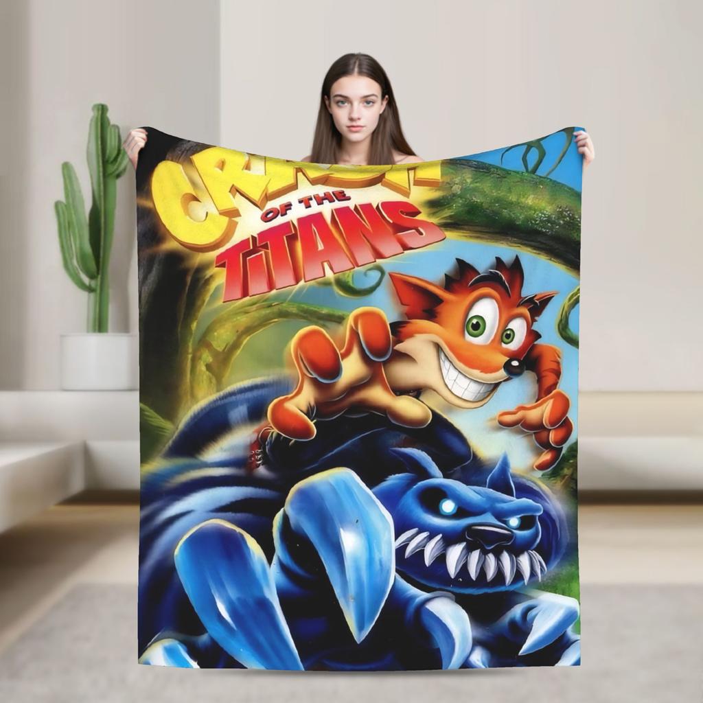 Crashs Bandicoots Soft Warm Blanket Airplane Travel Plush Throw Blanket Funny Couch Chair Flannel Bedspread Sofa Bed Cover