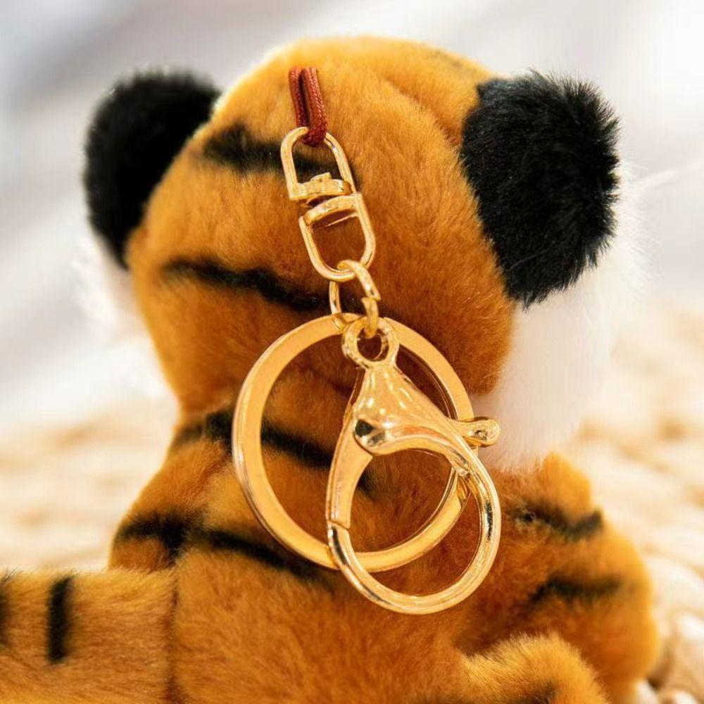 Cartoon Tiger Plush Keychain Stuffed Animal Wallet Hanging Decoration Cute Animal Charm  Purse