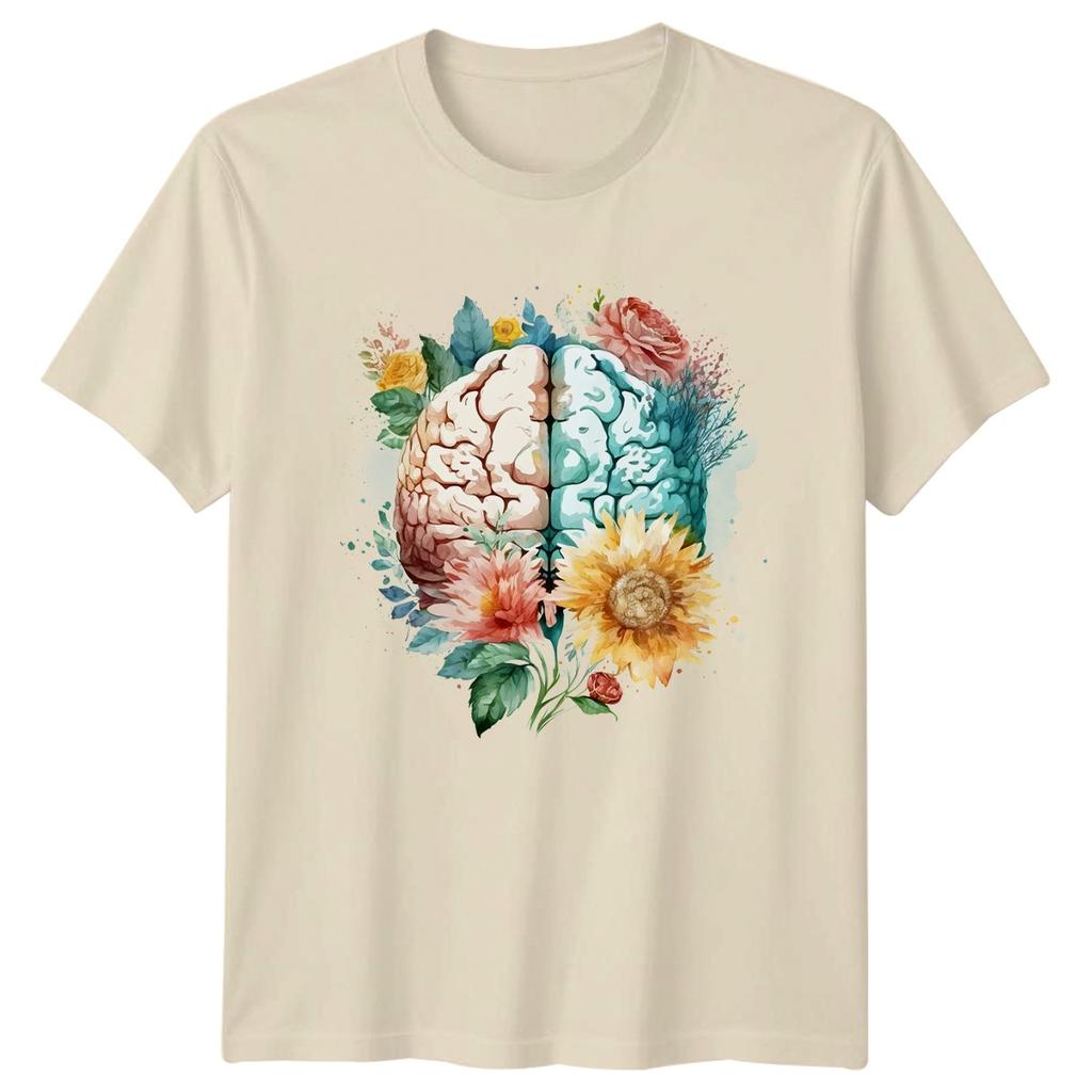 Unisextal Health Floral Brain Unisexs TShirt Awareness Gift For Her