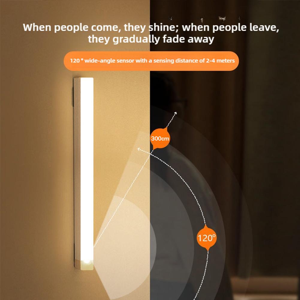 1pc Motion Sensor Night Light Wireless USB Rechargeable with Warm/White Light for Room Cabinet Closet Corridor Stairs