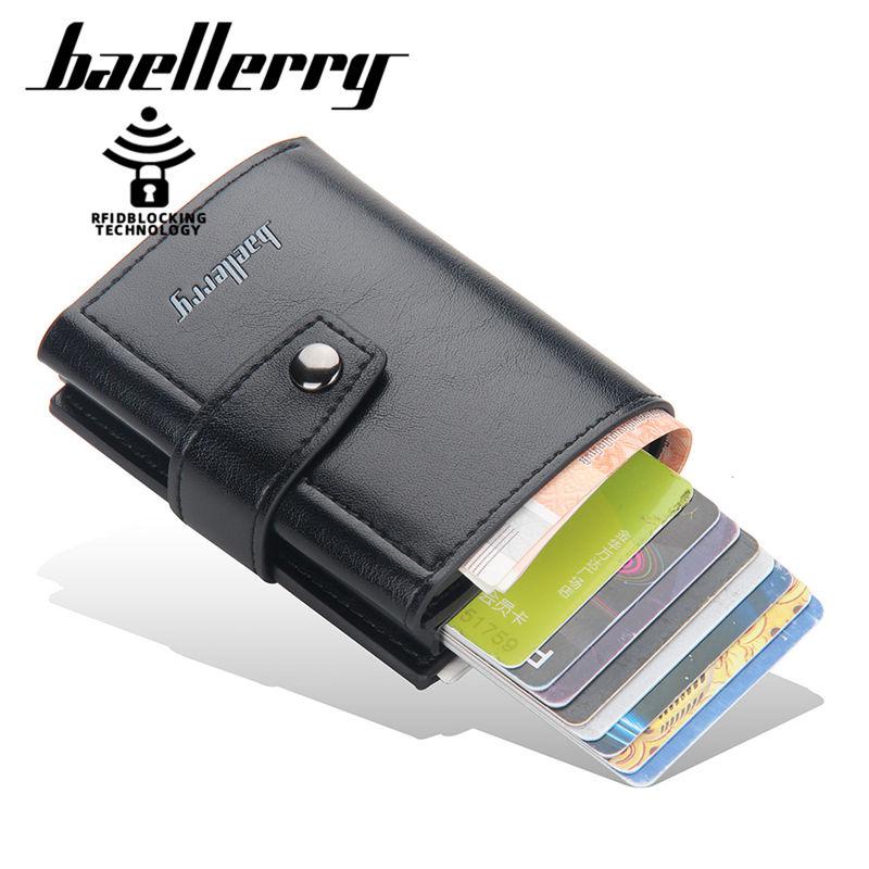 Baellerry Мужской держатель для кредитных карт RFID Алюминиевый бокс Держатели для банковских карт Кошелек с зажимом для денег Винтажный дизайн