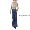 Fashion 1/6 BJD Dolls Casual Wears Floral Jeans Dolls Trousers Clothes Accessories Leather Pants