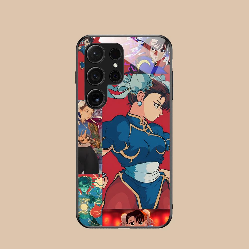 Чехол для телефона Street Fighter Chunli для Samsung Galaxy A56 55 54 53 52 51 36 35 34 23 16 15 5G Стеклянный Цветной Чехол Роскошный Красивый