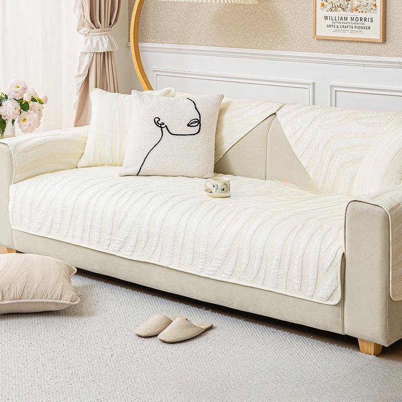 Cream Style Fresh Sofa Cushion Cotton Non-Slip Leather Dirt-Proof Cover Cover Four Seasons Universal Pure Cotton Simple Cushion