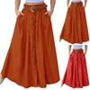 Женская повседневная ретро-юбка с высокой талией, однотонная, с запахом, пуговицами, свободным поясом и карманом