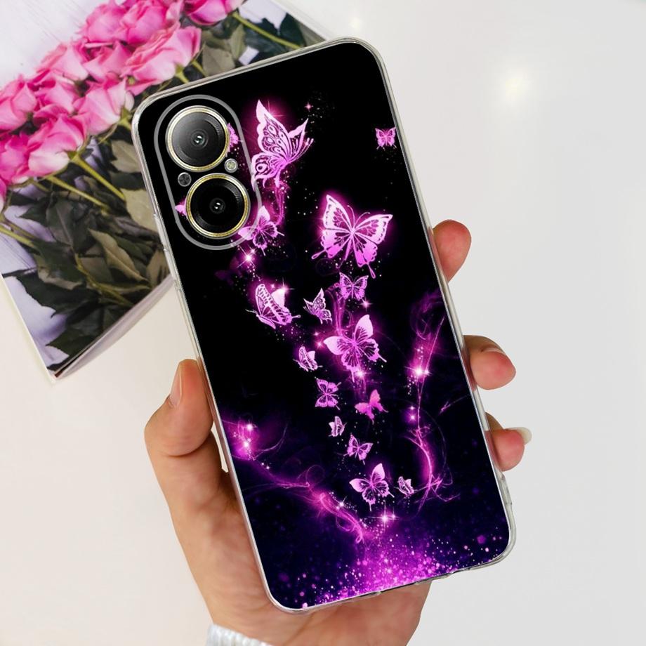 Мягкий ТПУ Бампер Чехлы Для Realme C67 4G RMX3890 Задняя Крышка Тонкий Прозрачный Силиконовый Чехол Для Телефона Женская Мода Рисунок Funda C 67 4G
