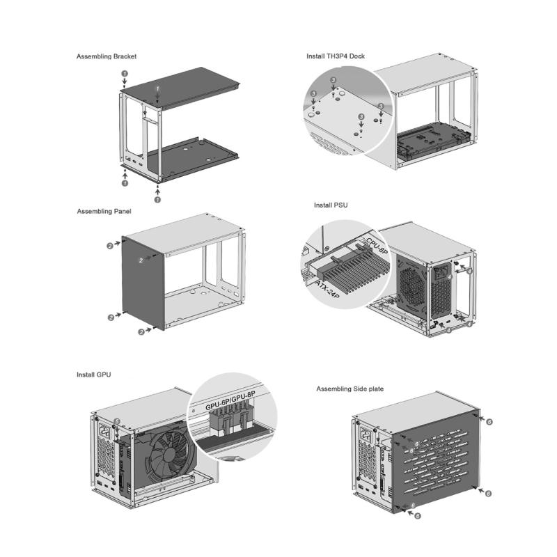Корпус ПК SFX - шасси - поддержка рамы TH3P4G3 SFX - совместимый концентратор - поддерживает SFX и  (1У) Источники питания