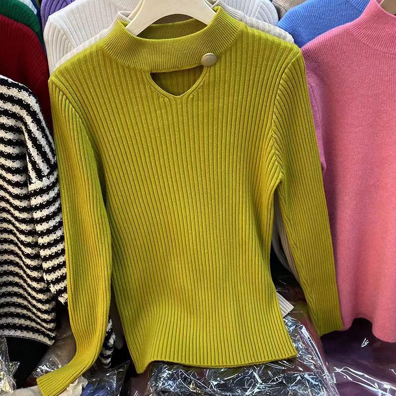 Полый свитер с круглым вырезом, вязаный модный приталенный топ для женщин