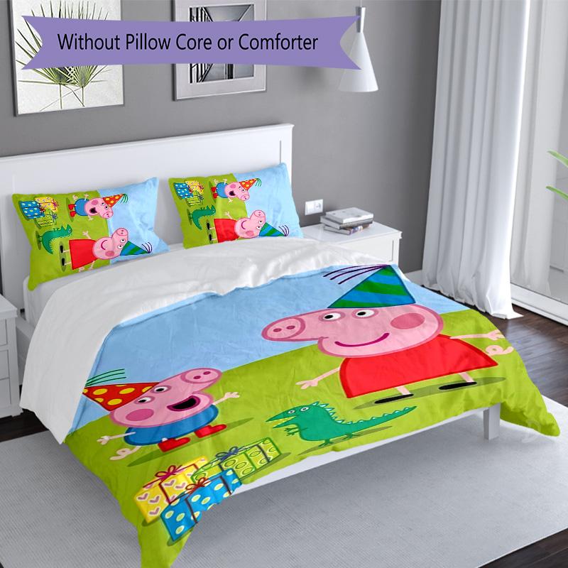 3pcs Peppa Pig1 pattern bedding set duvet cover set includes duvet cover &pillowcases, perfect all season bedroom decoration & gift