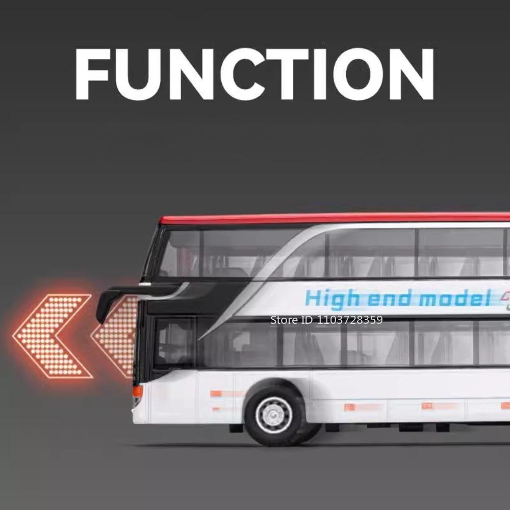 1:30 Business Bus Model Car Toys Alloy Diecast Long Distance Buses Pull Back Doors Opened Sound Light Ornament Cars Kids Gifts