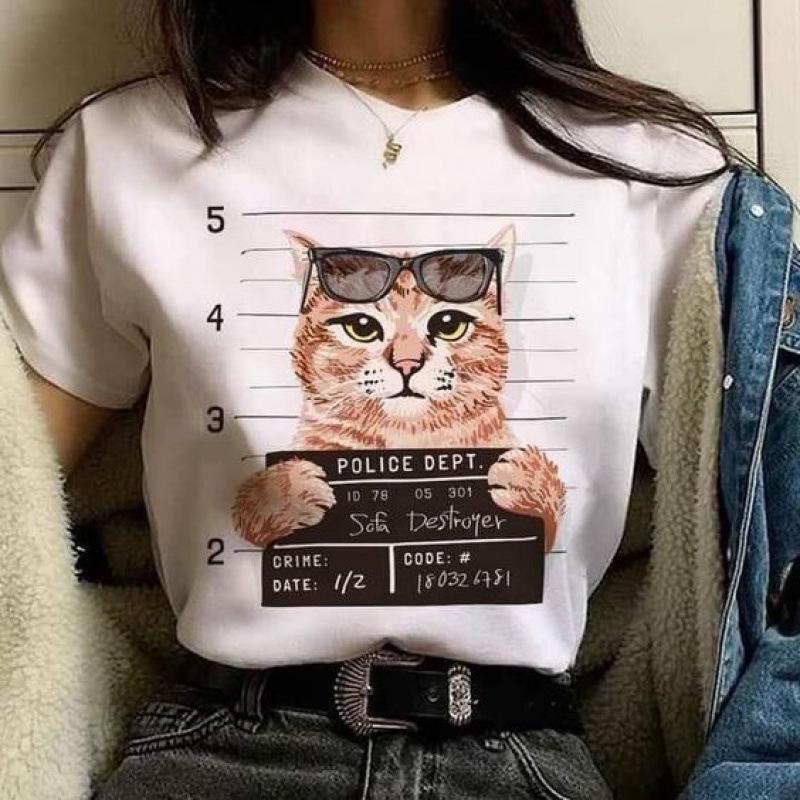 Футболка с короткими рукавами для мужчин и женщин с принтом Animal Series на 3D-принте и круглым вырезом в виде потрескавшегося кота