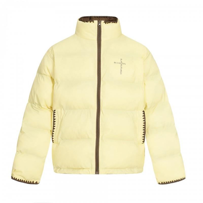 Unisex Oversized Puffer Jacket With Contrast Zipper Warm Winter Coat Men Women