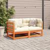 2 Piece Garden Sofa Set with Cushions Wax Brown Pine Wood