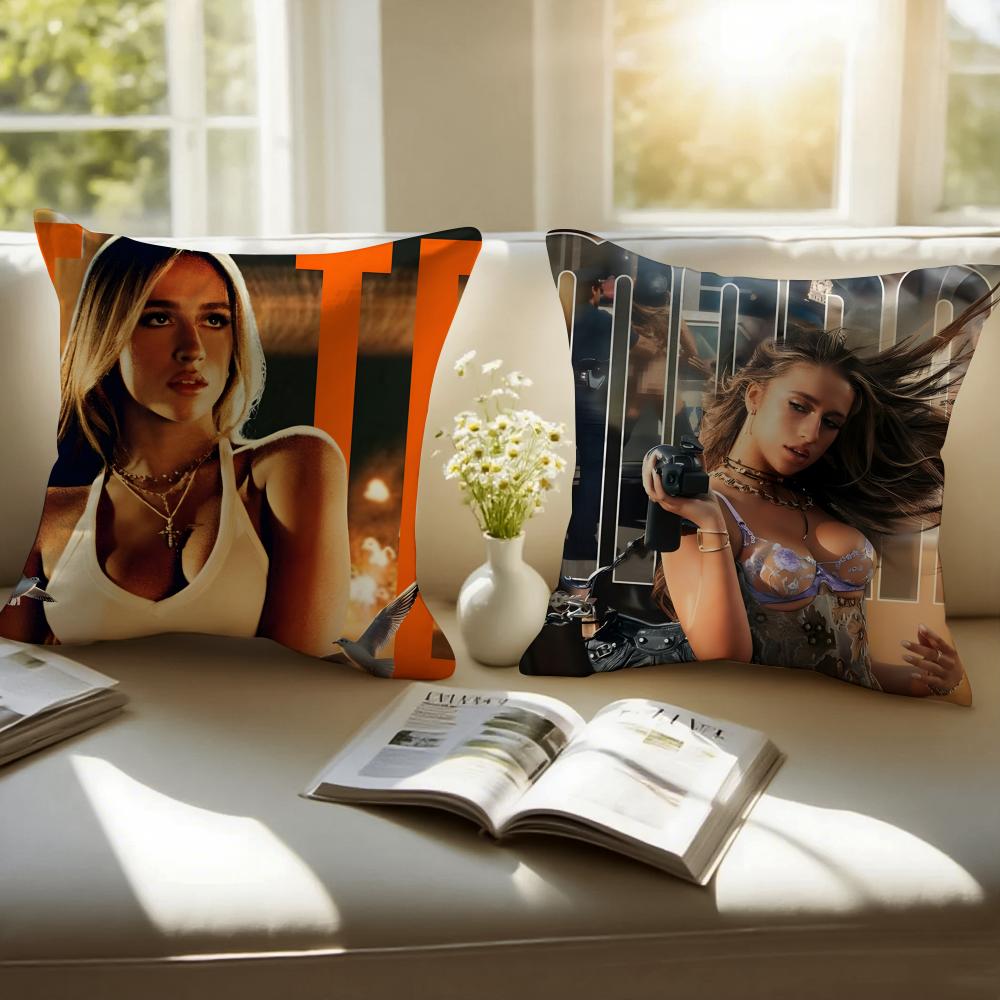 Catchy Pop Canadian Singer TTate McRae Cushion Cover Pillowcase Antidustmite Invisible Zipper Short Plush Sofa Cushion